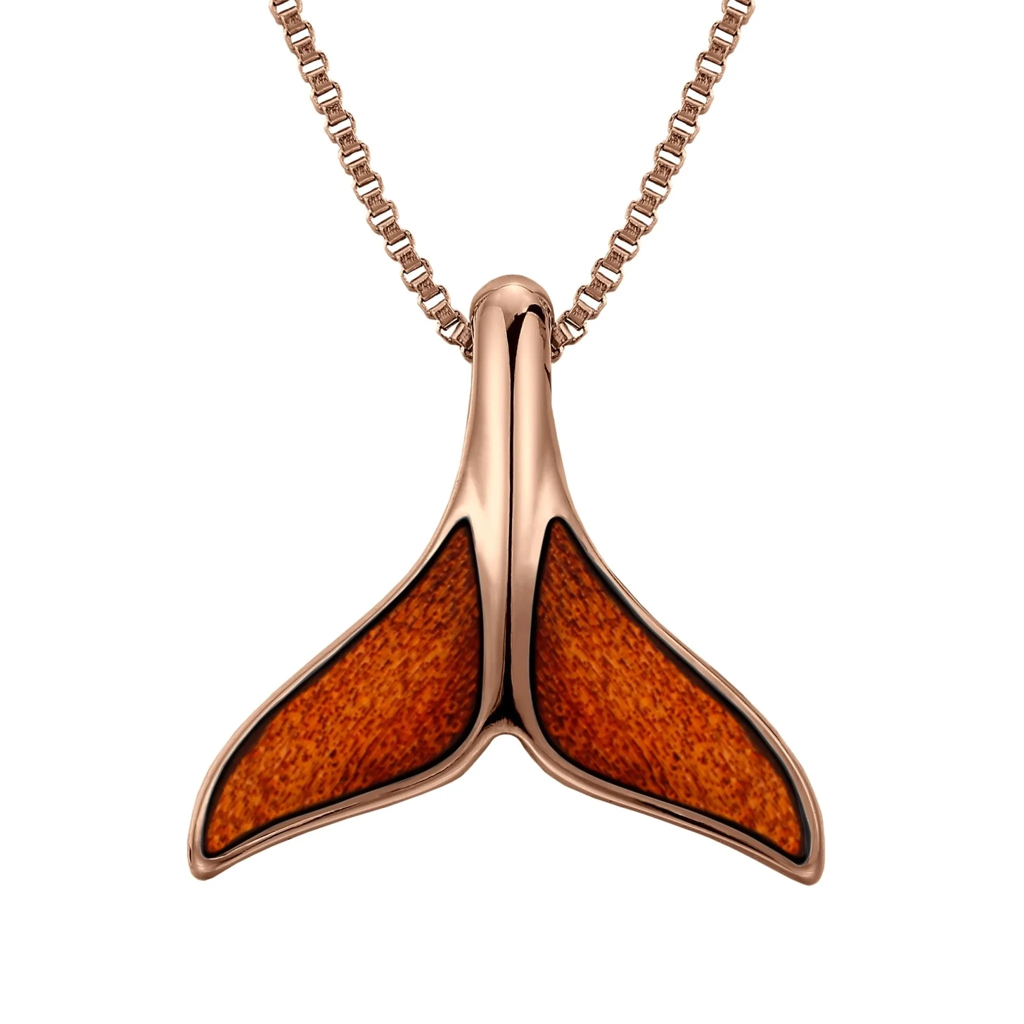 Ancient Kauri Whale Tail Necklace - Rose Gold