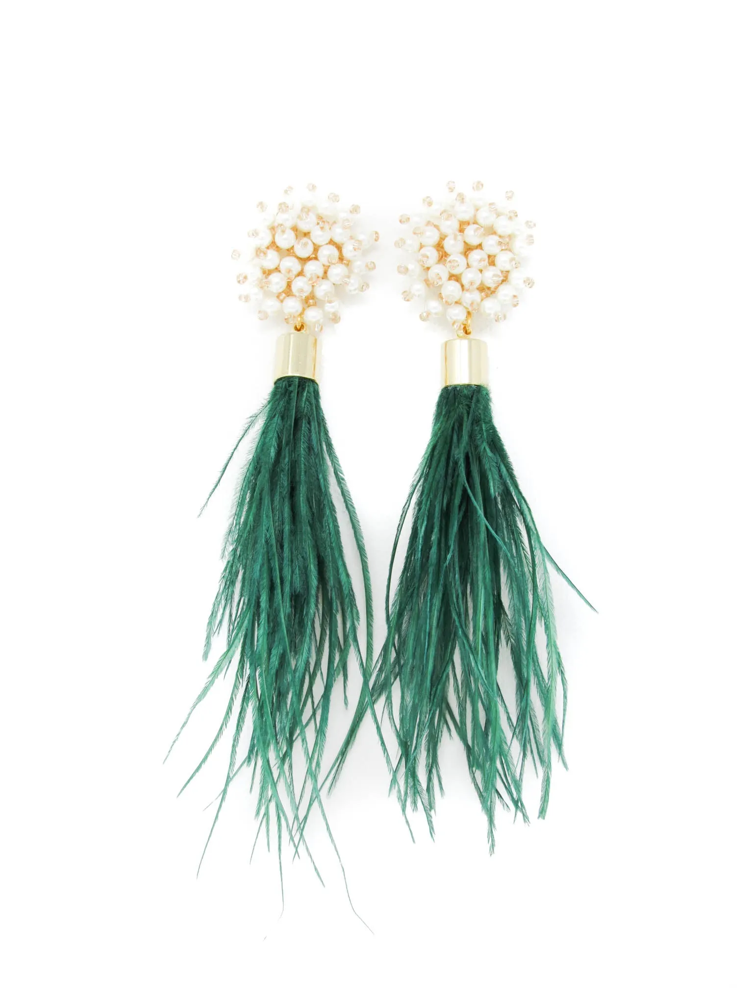 Angel Feather Earrings-Emerald