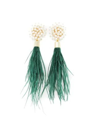 Angel Feather Earrings-Emerald