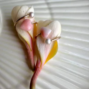 Angel Skin Coral Hug Ring with Pearl