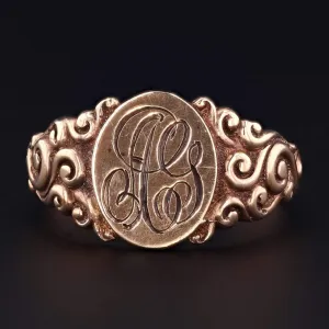 Antique Signet Ring | AG Initial Ring