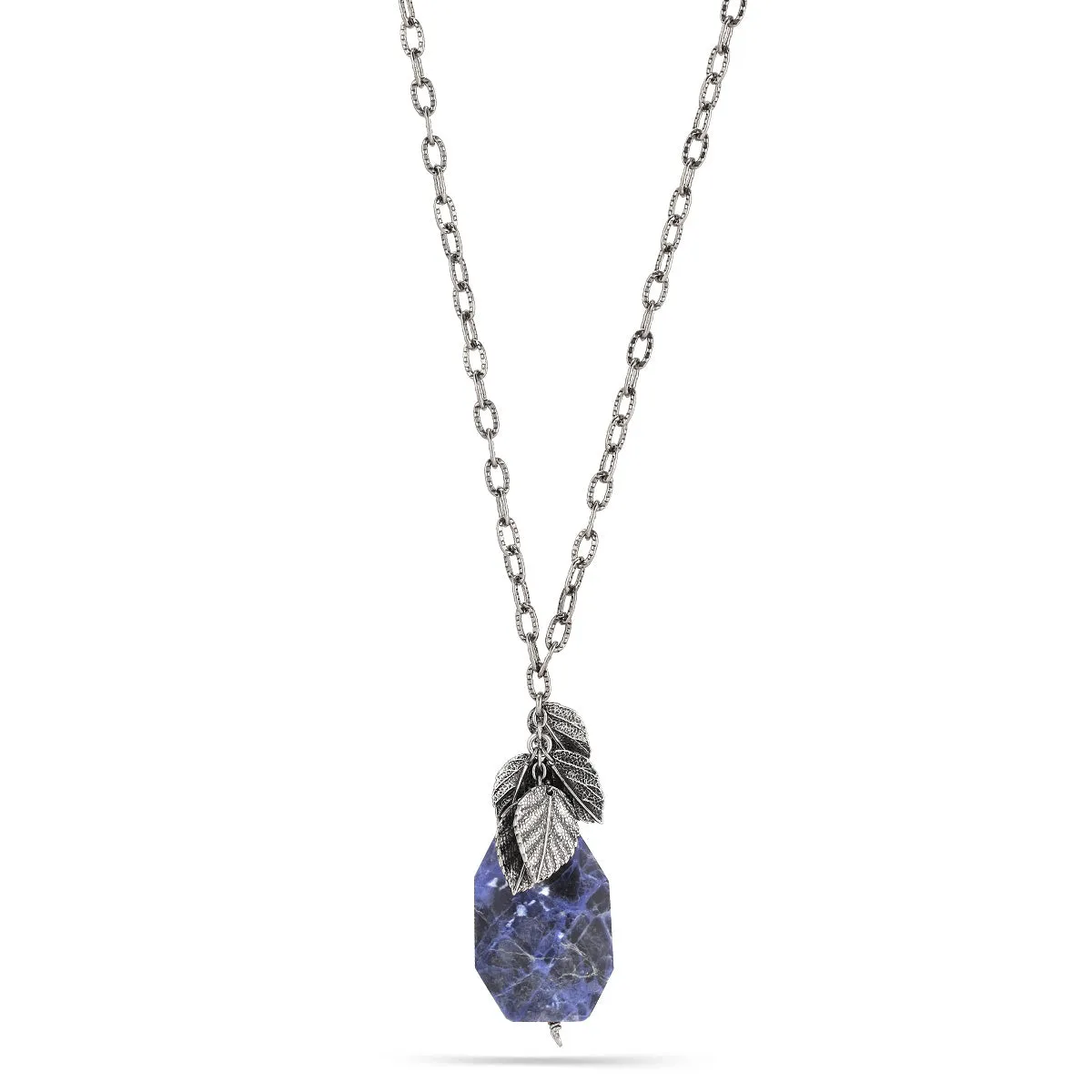 ANTIQUE SILVER BLUE FACETED STONE PENDANT NECKLACES #151BL1301 (4F2)