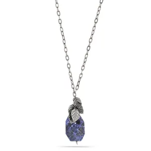 ANTIQUE SILVER BLUE FACETED STONE PENDANT NECKLACES #151BL1301 (4F2)