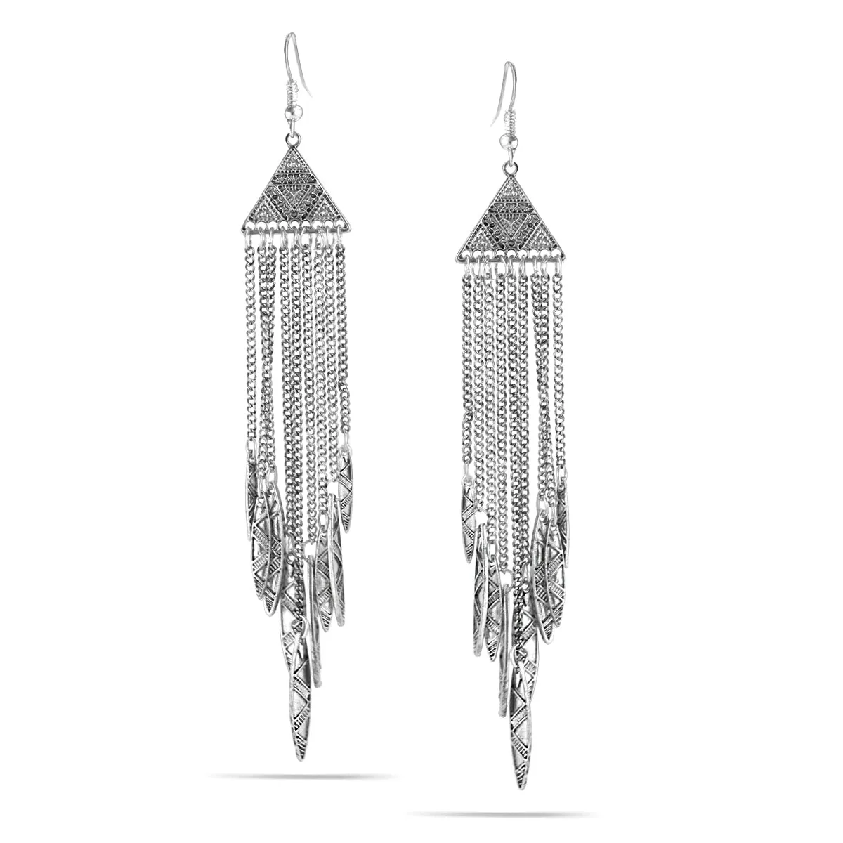 ANTIQUE SILVER TASSEL EARRINGS #SWR-CP3179 A SIL (AC17)
