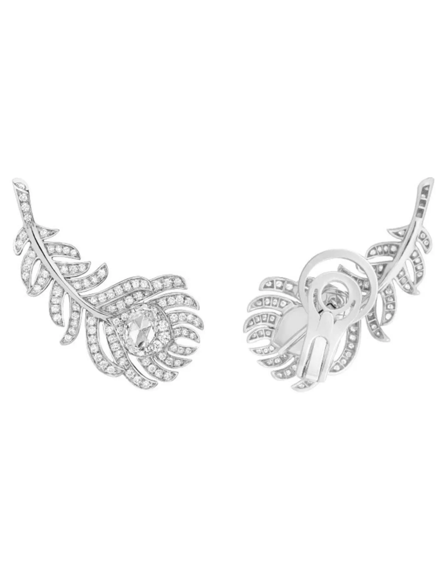 Austin Blaze Peacock Feather Ear Climber Earrings