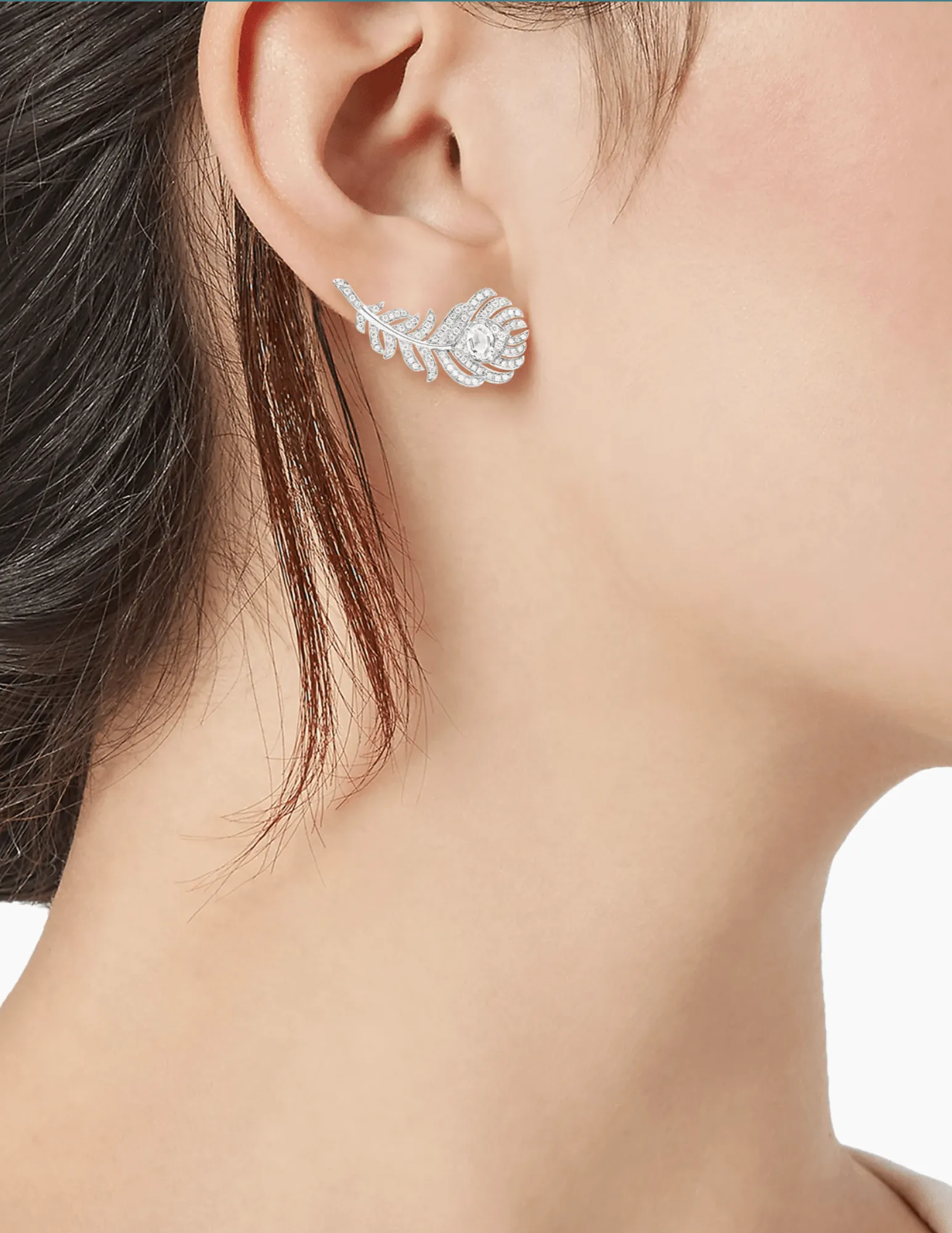 Austin Blaze Peacock Feather Ear Climber Earrings
