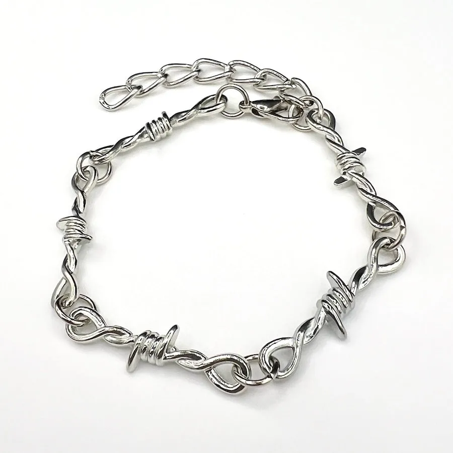 Barbed Wire Chain Bracelet - Silver