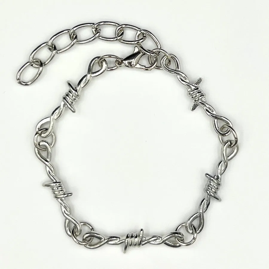 Barbed Wire Chain Bracelet - Silver