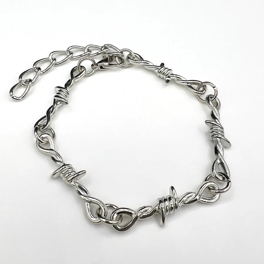 Barbed Wire Chain Bracelet - Silver