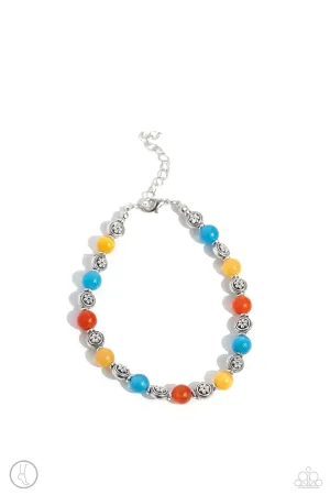 Beachy Bouquet - Multi - Blue, Orange, and Yellow Cat's Eye Stone Paparazzi Anklet