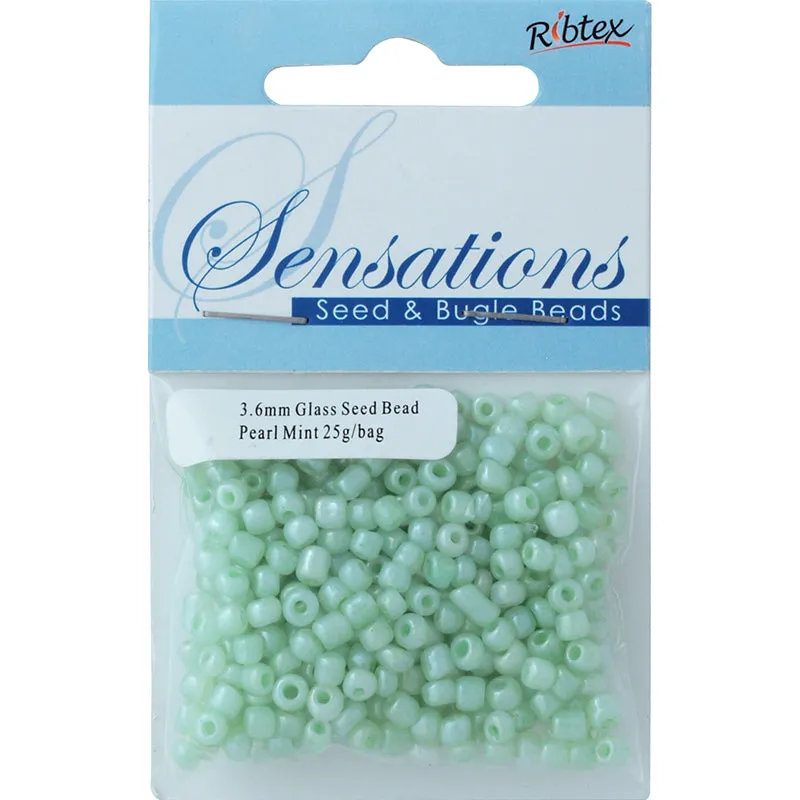BEAD GLASS SEED PEARL MINT 3.6MM 25G