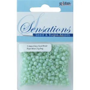 BEAD GLASS SEED PEARL MINT 3.6MM 25G