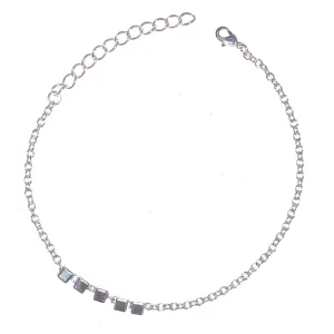 Beaded Cubes Silver Anklet