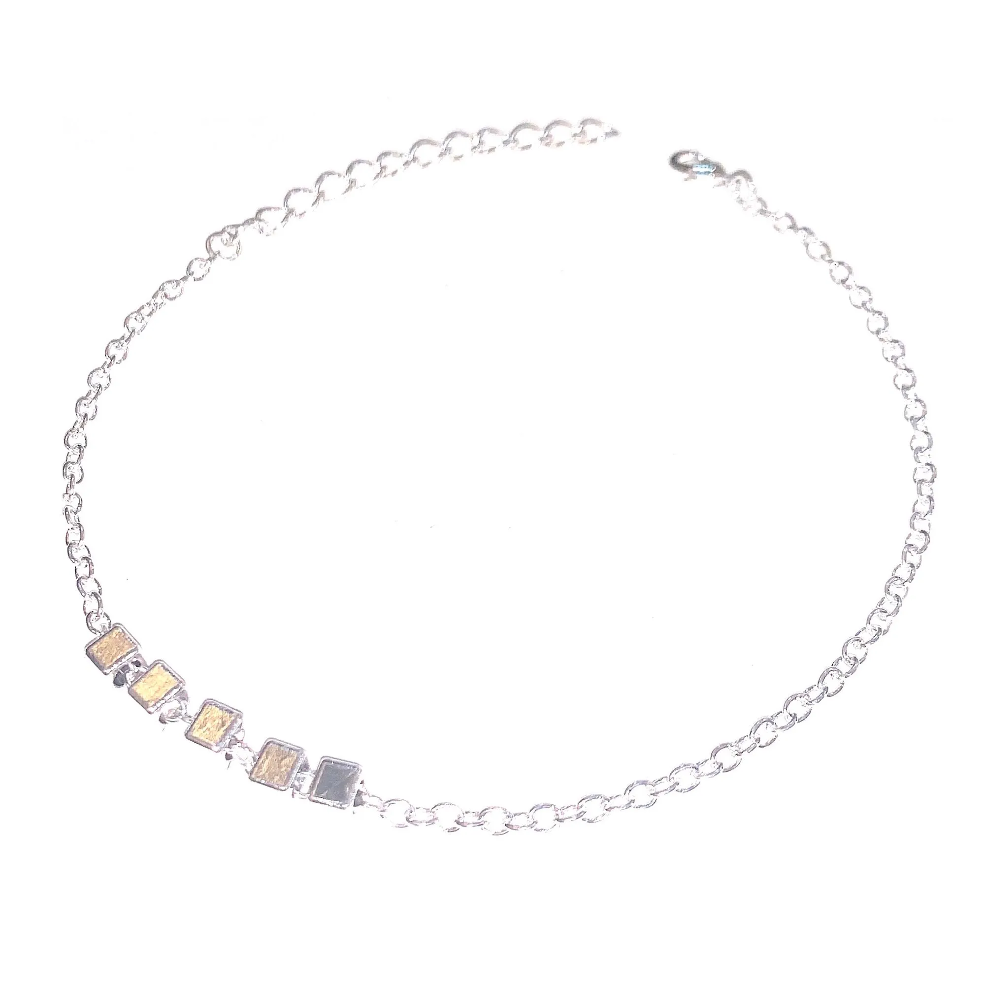 Beaded Cubes Silver Anklet