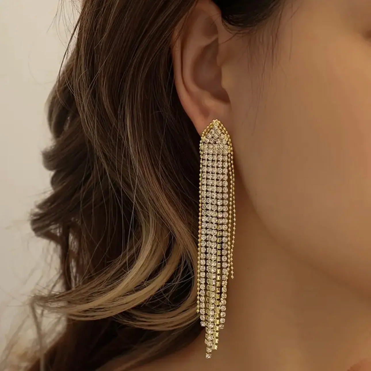 Beaded Silver Tassel  Earrings