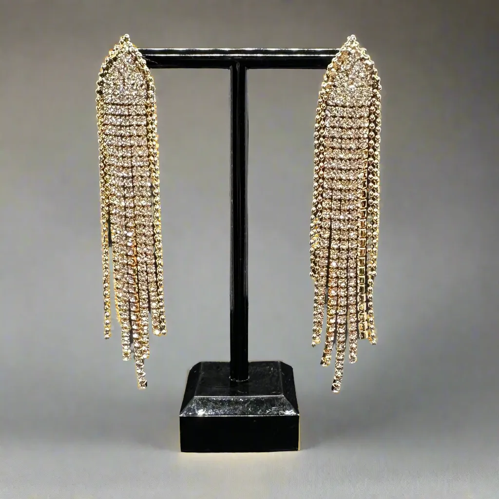 Beaded Silver Tassel  Earrings