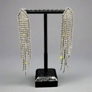 Beaded Silver Tassel  Earrings