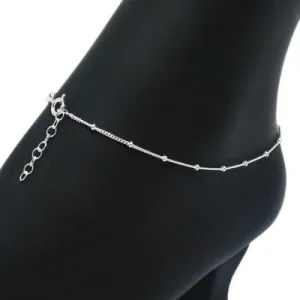 Beautiful Sterling Silver 9"-10" Adjustable Thin Beaded Anklet
