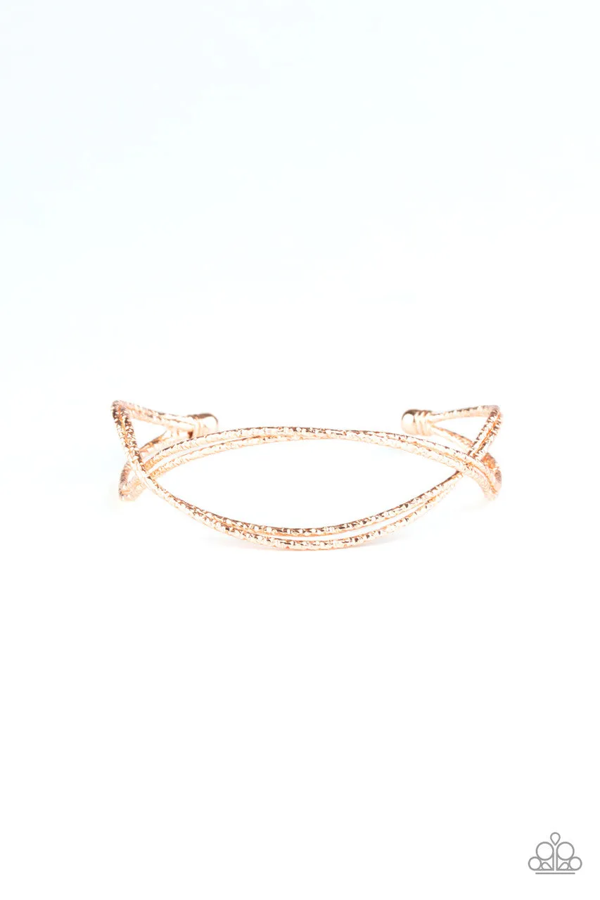Bending Over Backwards Rose Gold Paparazzi Bracelet