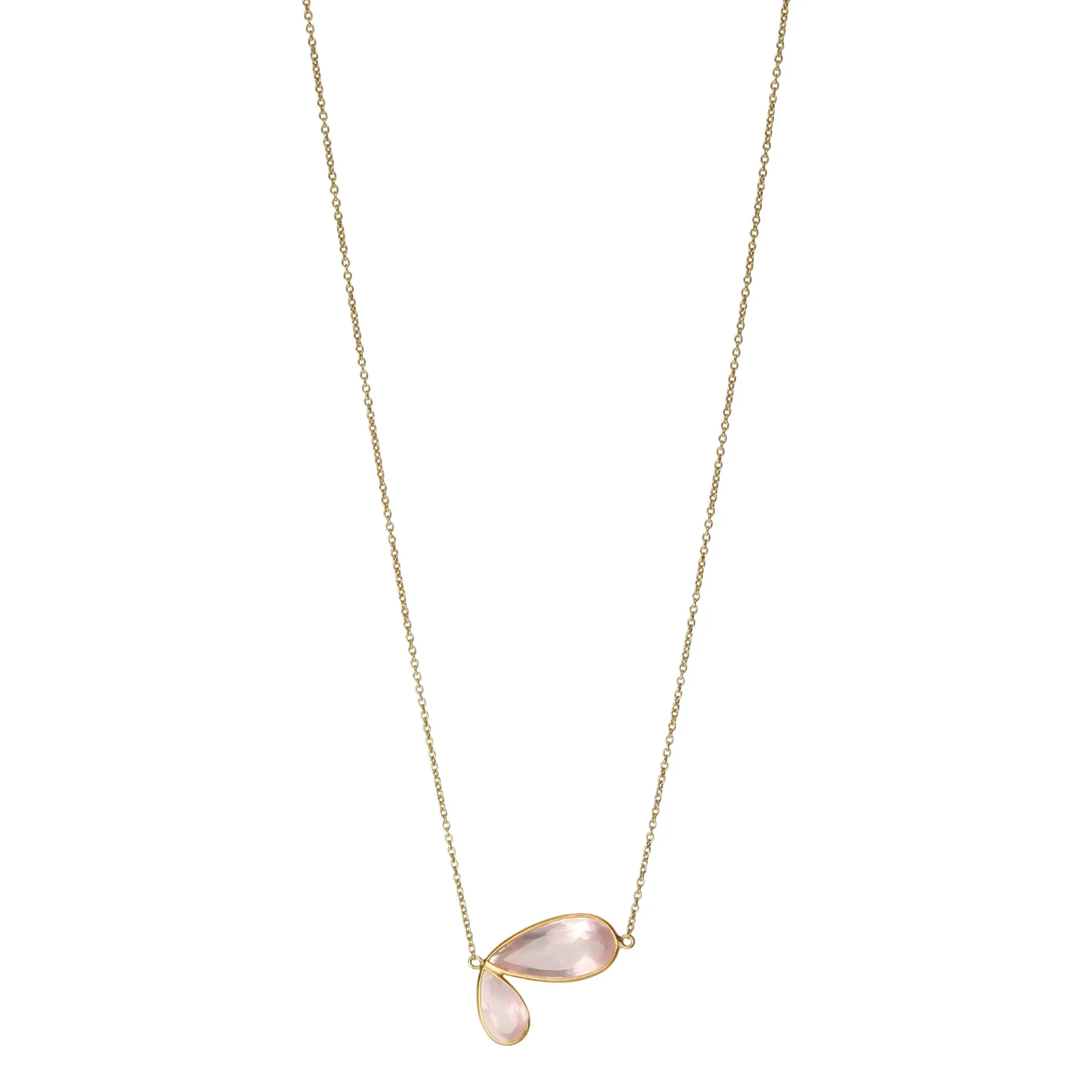 Bezel-Set Rose Quartz "Fly's Wing" Necklace