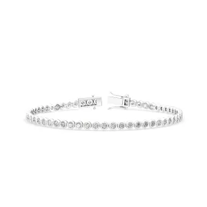 Bezel Set Round Lab-Grown Diamond Tennis Bracelet (3 carat total weight)