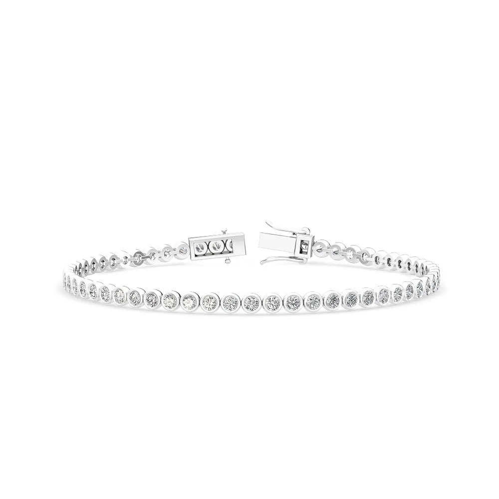 Bezel Set Round Lab-Grown Diamond Tennis Bracelet (3 carat total weight)