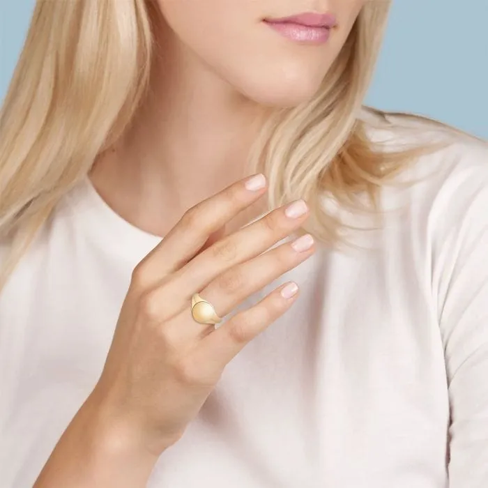 Birks 18K Yellow Gold Oval Signet Ring