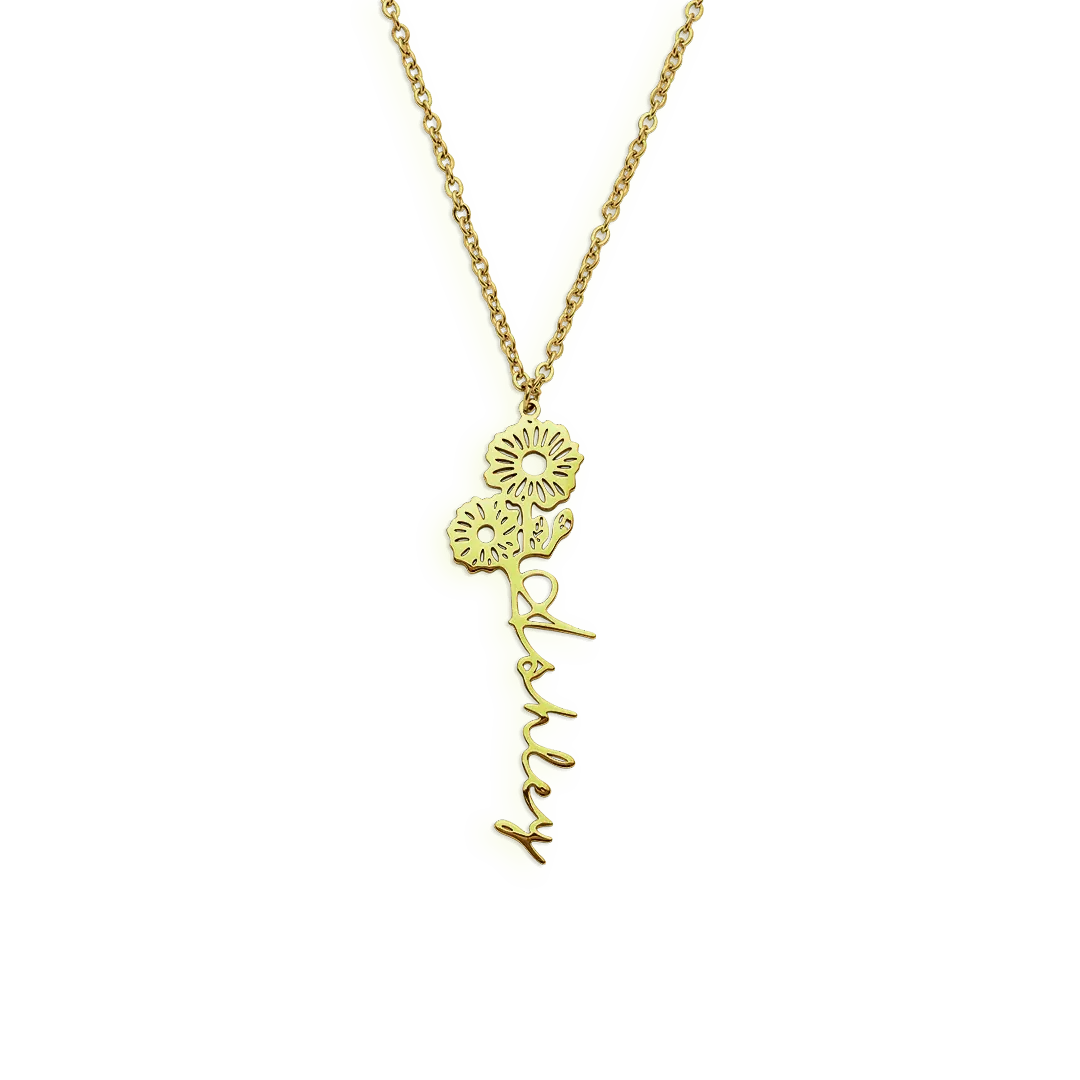 Birth Flower Name Necklace