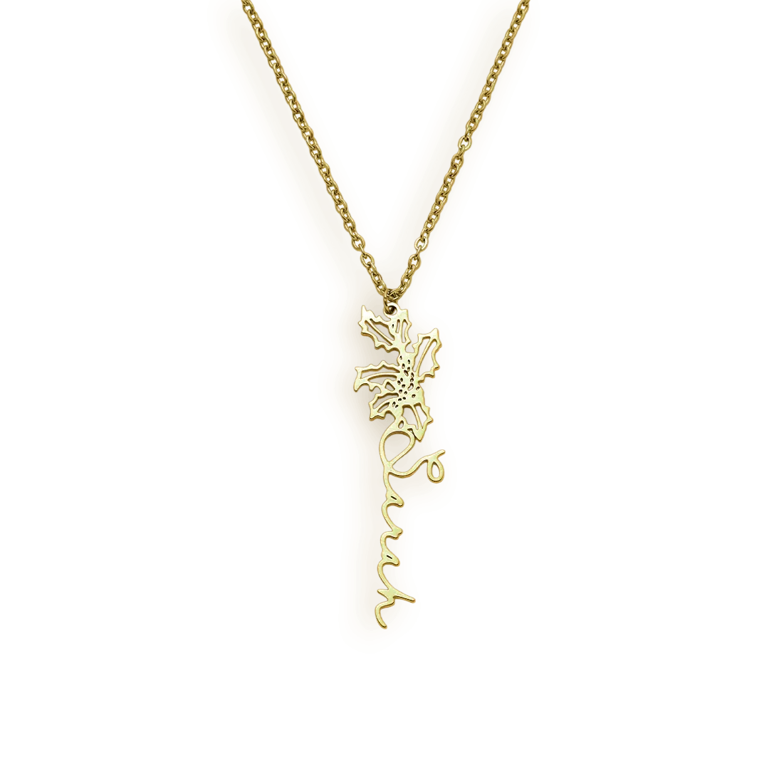 Birth Flower Name Necklace