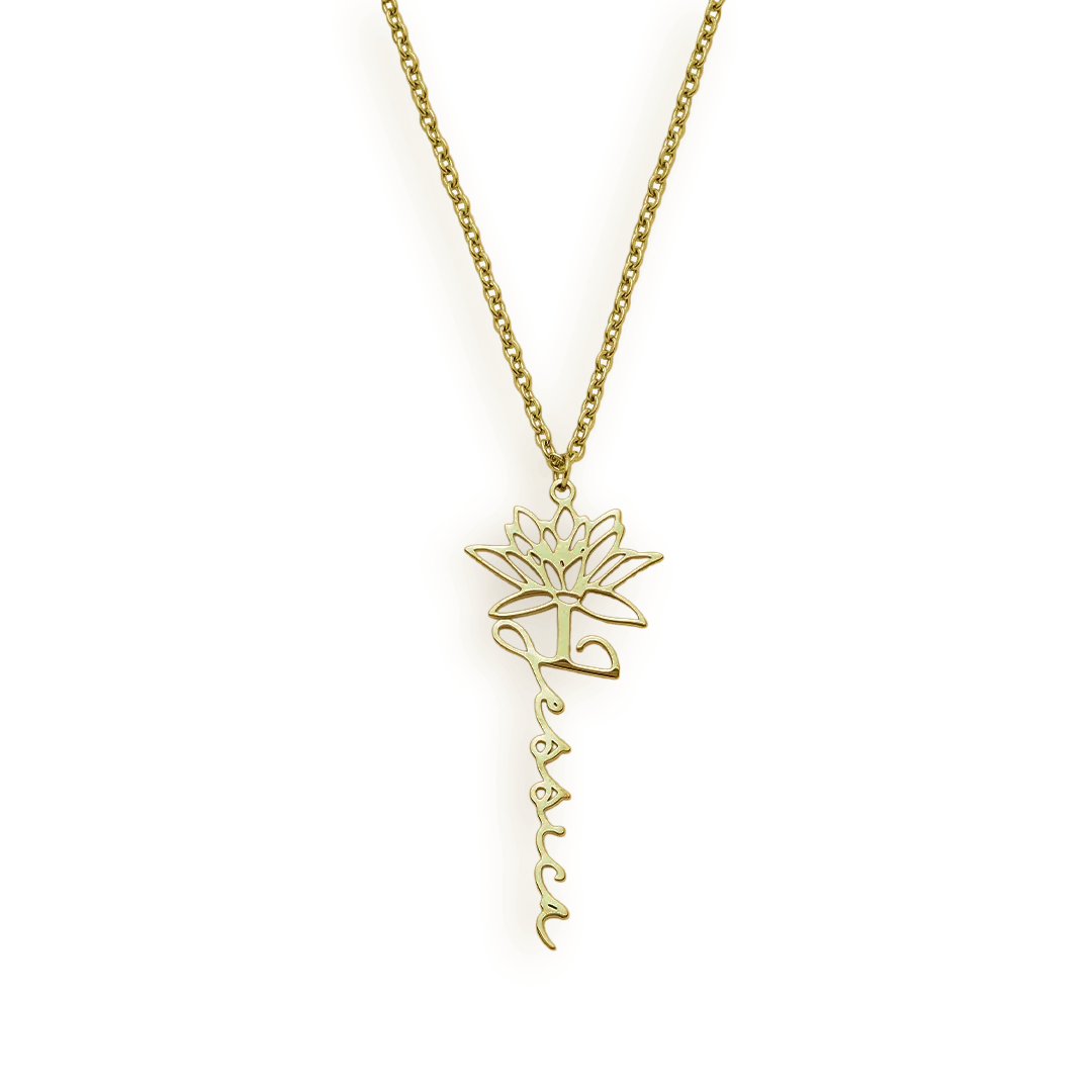 Birth Flower Name Necklace