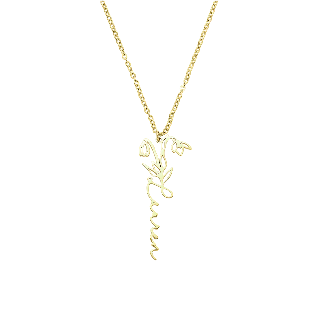 Birth Flower Name Necklace