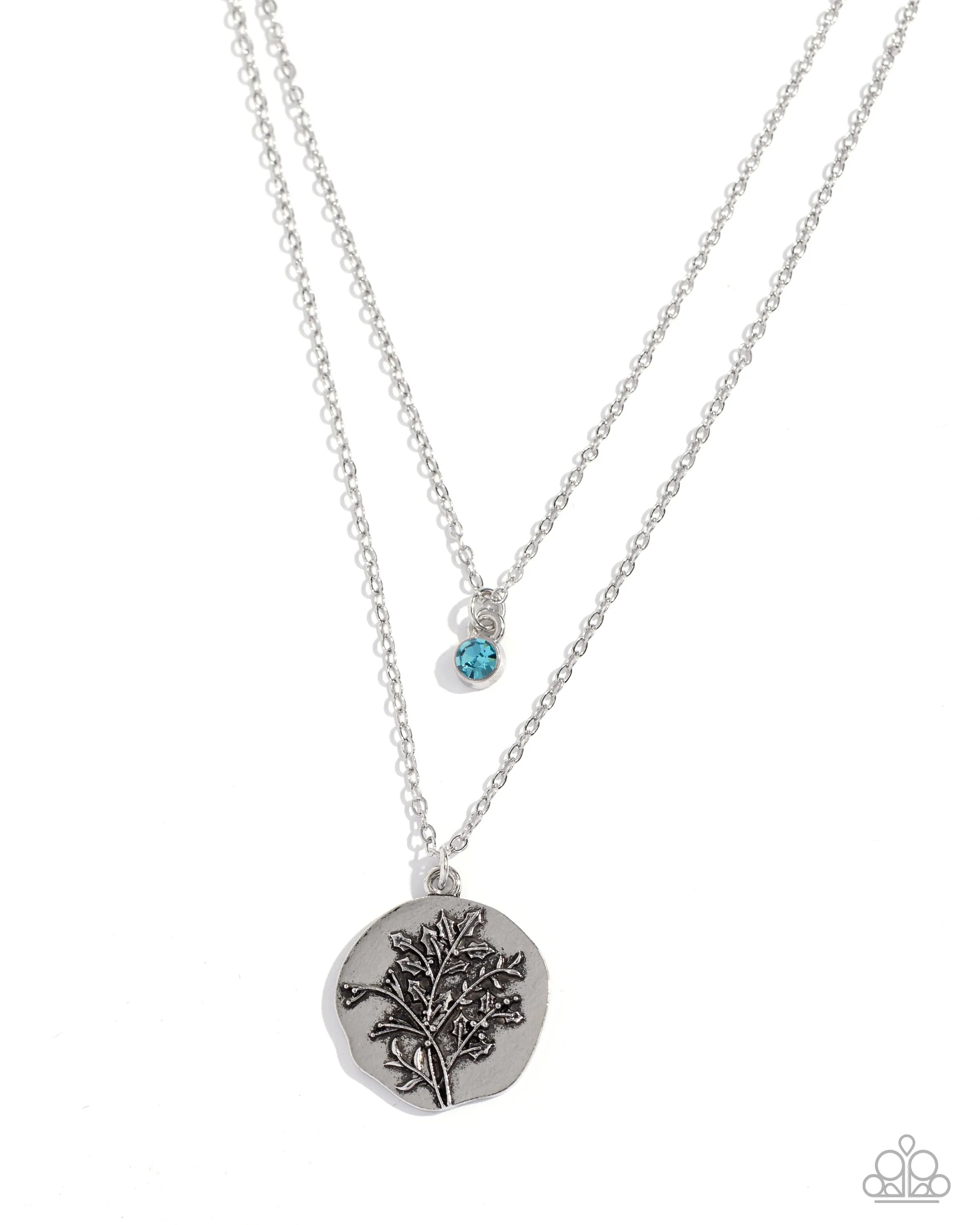 Birthstone Beauty - Blue - Rhinestone December Flower Pendant Tiered Paparazzi Short Necklace