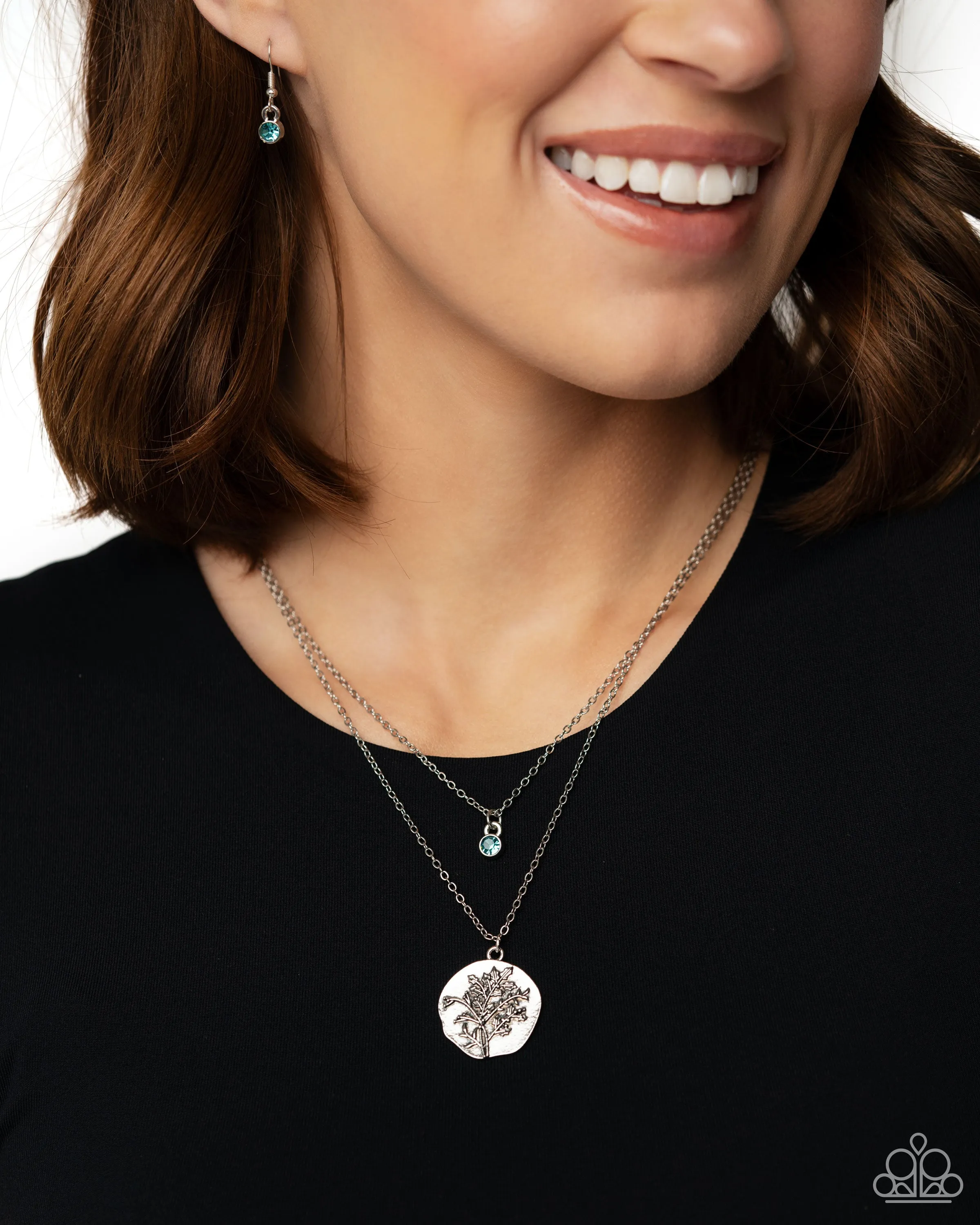 Birthstone Beauty - Blue - Rhinestone December Flower Pendant Tiered Paparazzi Short Necklace