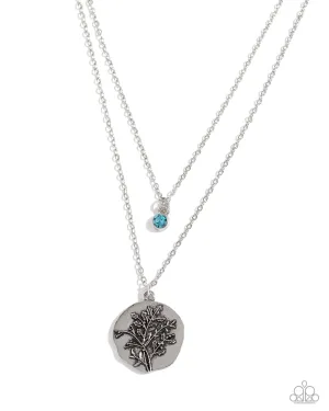 Birthstone Beauty - Blue - Rhinestone December Flower Pendant Tiered Paparazzi Short Necklace