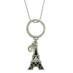 Black and Silver Crystal Eiffel Tower Long Necklace - RSN282