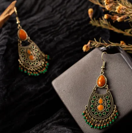 Bohemian Boho Acrylic Beads Tassel Earrings, Waterdrop Earrings