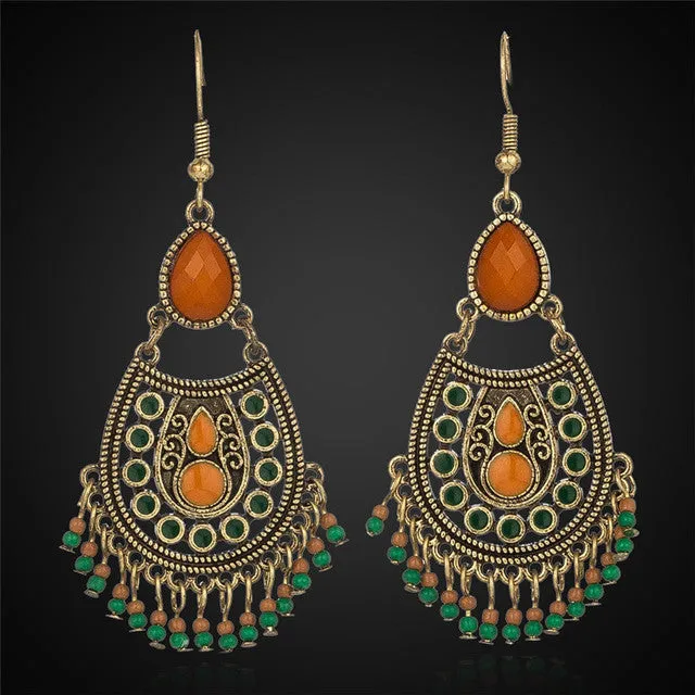 Bohemian Boho Acrylic Beads Tassel Earrings, Waterdrop Earrings