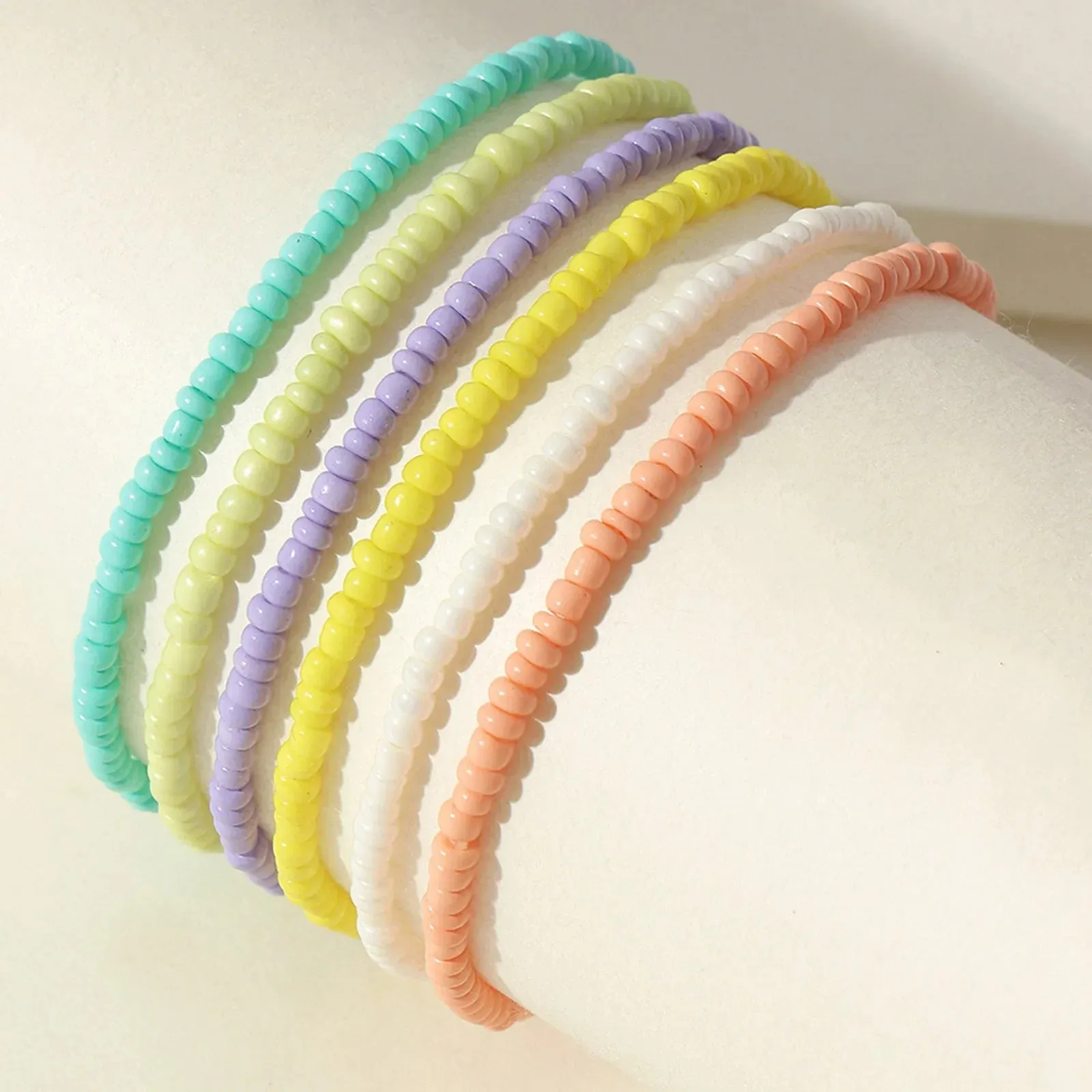 Bohemian Women Anklet Colorful Round Heart Beaded Chains Anklet Bracelets Barefoot Sandals Foot Summer Beach Jewelry