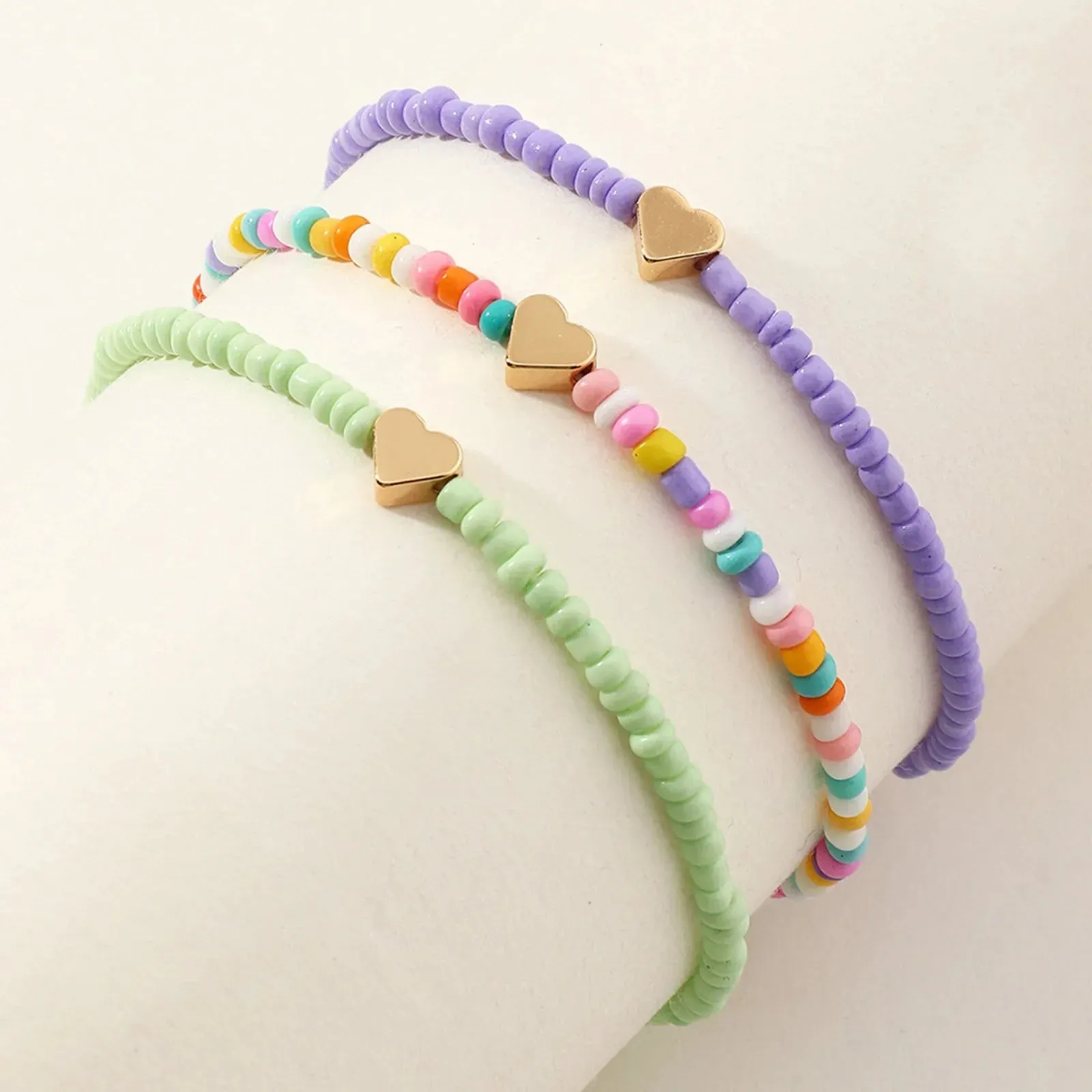 Bohemian Women Anklet Colorful Round Heart Beaded Chains Anklet Bracelets Barefoot Sandals Foot Summer Beach Jewelry