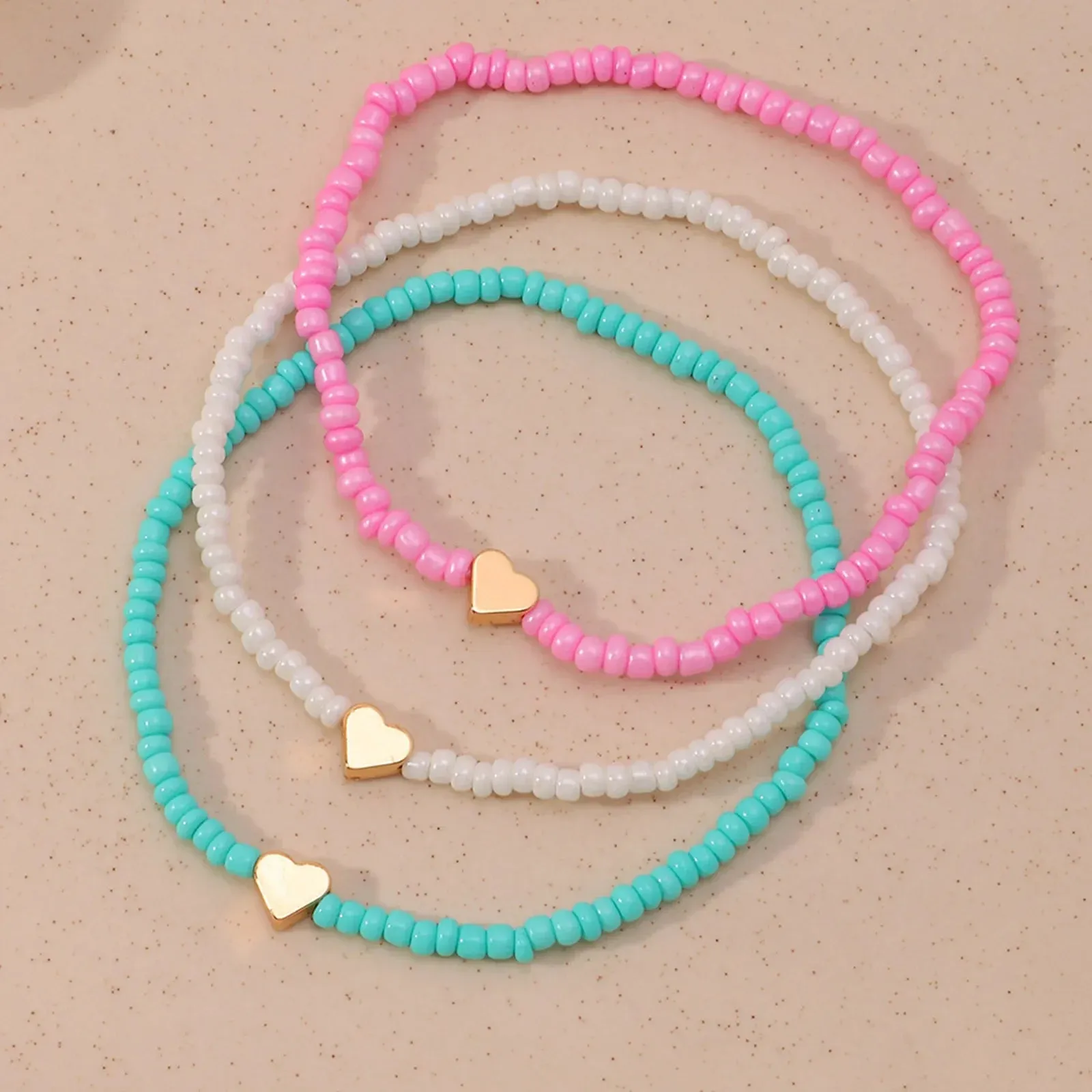 Bohemian Women Anklet Colorful Round Heart Beaded Chains Anklet Bracelets Barefoot Sandals Foot Summer Beach Jewelry