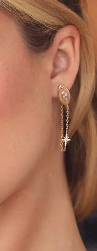 Boho & Mala 18k Gold Plated Stud Chain Earrings