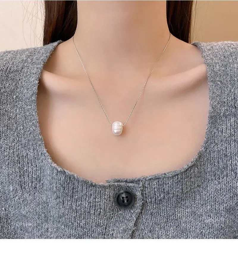 Boho & Mala Pearl Stainless Steel Pendant Necklace