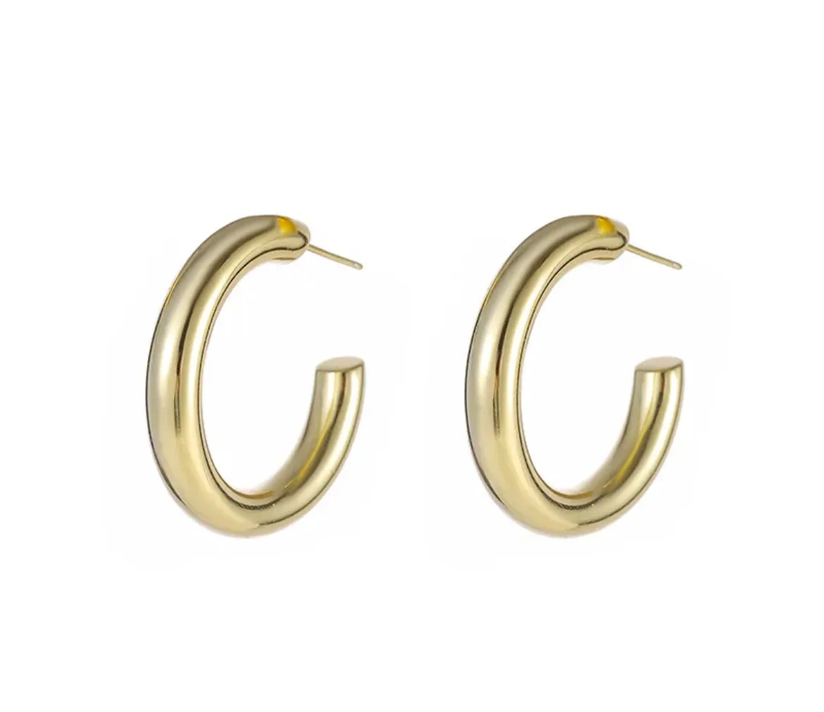 Boho & Mala Thick Hoop 18k Gold Plated Earrings
