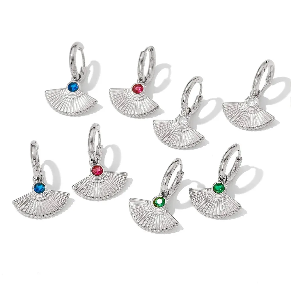 Boho & Mala White Stainless Steel Fan Hoop Earrings