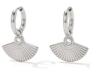 Boho & Mala White Stainless Steel Fan Hoop Earrings