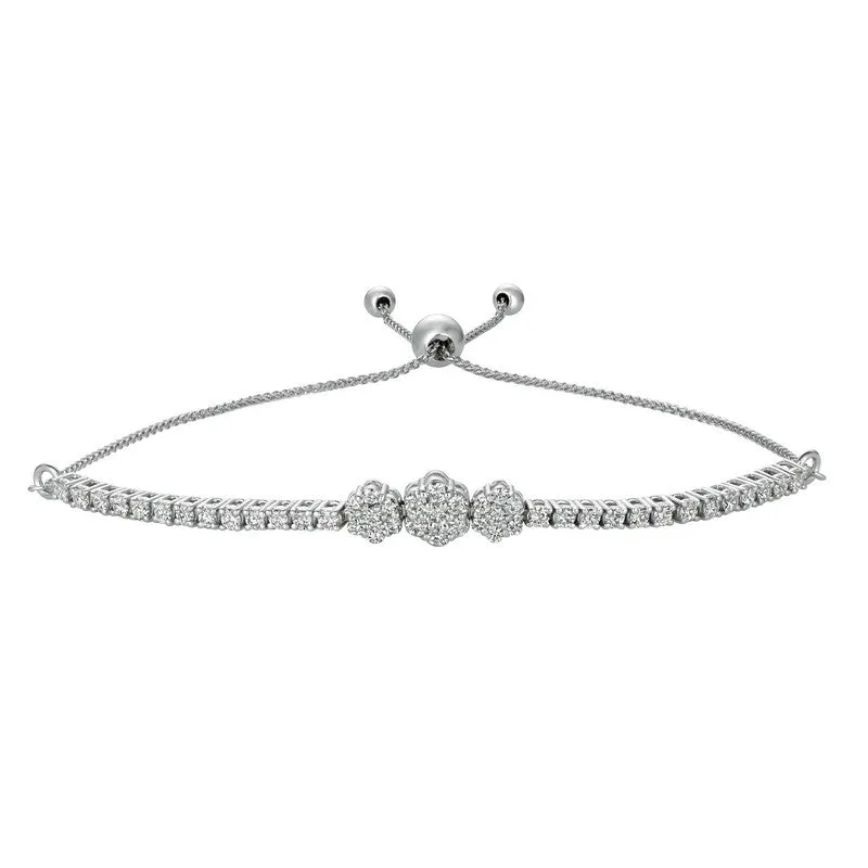 BOLO DIAMOND 3 FLOWER BRACELET 14K GOLD (1 CTW)
