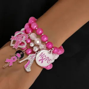 Breast Cancer Hope Charm Bracelet Set
