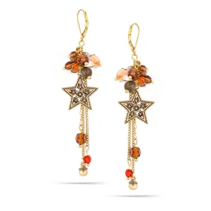 BROWN CRYSTAL TASSEL EARRINGS #193RD3501 (2D2)