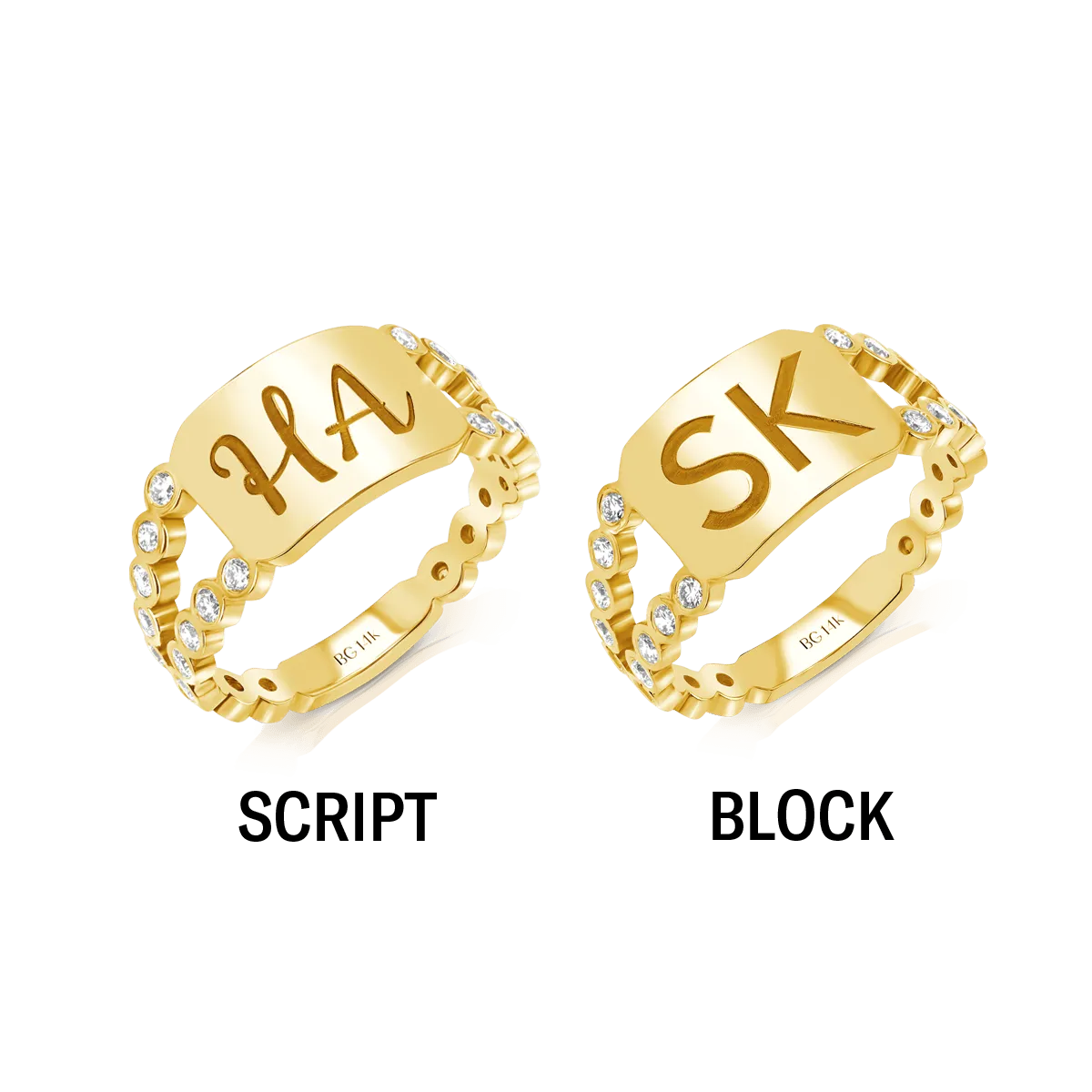 Bubble Diamond Bezel Signet Ring