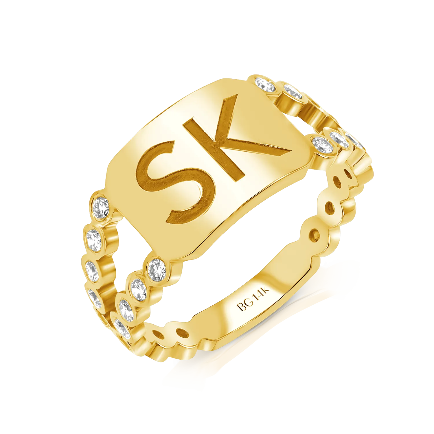Bubble Diamond Bezel Signet Ring